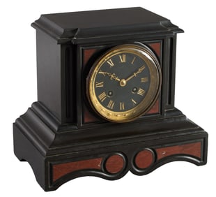 French Napoleon III Marble Mantel Clock, 19th c., H.- 8 1/2 in., W.- 10 in., D.- 6 in.