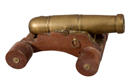 Bronze Signal Cannon, early 20th c., H.- 5 5/8 in., W.- 12 in., D.- 8 1/4 in.