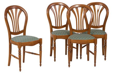 Four French Louis Philippe Style Dining Chairs, 20th c., Each- H.- 38 3/4 in., W.- 18 1/2 in., D.- (1 of 1)