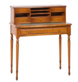 French Louis Philippe Cherry Writing Desk, 20th c., H.- 40 1/4 in., W.- 35 in., D.- 18 1/2 in. (1 of 2)