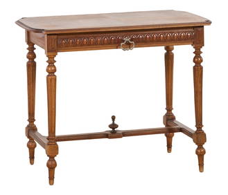 French Louis XVI Style Walnut Writing Table, 19th c., H.- 28 1/2 in., W.- 35 in., D.- 21 1/2 in. (1 of 1)