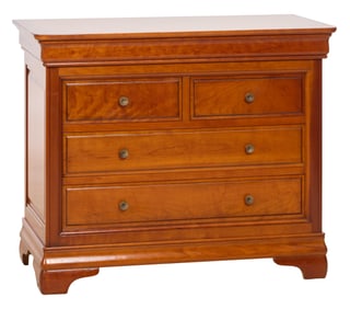 French Louis Philippe Style Cherry Commode, 21st c., H.- 34 1/2 in., W.- 41 3/4 in., D.- 20 1/2 in.