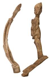 Pair of Large African Carved Wood Figures, 20th c., H.- 42 in., Female- H.- 42 in., W.- 24 in., D. -