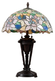 Tiffany Style Leaded Glass Table Lamp, 20th/21st c., H.- 26 3/4 in., Dia.- 19 3/4 in.