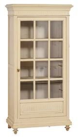French Louis XVI Inspired Creme Peinte Beech Bookcase, 20th c., H.- 66 1/4 in., W.- 33 in., D.- 17