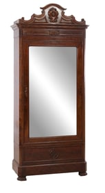 French Napoleon III Carved Mahogany Bonnetiere, late 19th c., H.- 82 in., W.- 45 in., D.- 17 1/4 in.