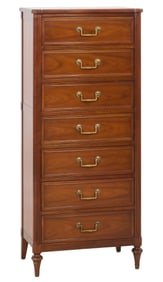 French Carved Walnut Semainier, 20th c., H.- 55 in., W.- 24 in., D.- 16 1/4 in.