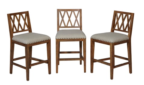 Set of Three Contemporary Bar Stools, 20th/21st c., Each- H.- 40 in., W.- 20 in., D.- 19 in.; Seat-