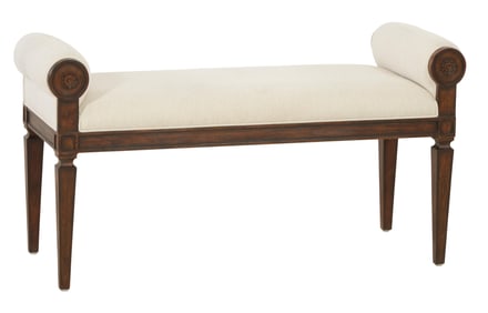 Regency Inspired Mahogany Window Bench, 21st c., H.- 25 in., W.- 47 in., D.- 18 1/2 in.