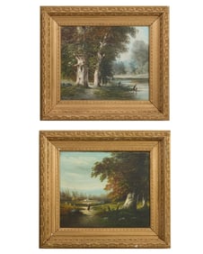 Continental School, Pair of Landscape Paintings, late 19th/early 20th century, H.- 18 in., W.- 21