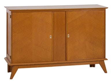 French Art Deco Walnut Sideboard, 20th c., H.- 36 7/8 in., W.- 55 1/8 in., D.- 18 1/2 in.
