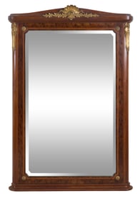 Louis XV Style Inlaid Walnut Overmantel Mirror, late 19th c., H.- 57 in., W.- 37 in.
