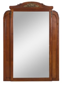 French Louis XVI Style Walnut Overmantel Mirror, 19th c., H.- 58 in., W.- 40 in., D.- 5 in.