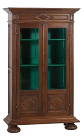 French Louis XIII Style Walnut Bookcase, 19th c., H.- 64 3/4 in., W.- 38 3/4 in., D.- 14 3/4 in.