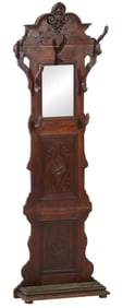 French Carved Beech Hallstand, c. 1900, H.- 83 in., W.- 24 in., D.- 7 1/2 in.