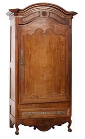 French Louis XIV Style Cherry Bonnetiere, 19th c., H.- 98 1/2 in., W.- 52 in., D.- 28 in.