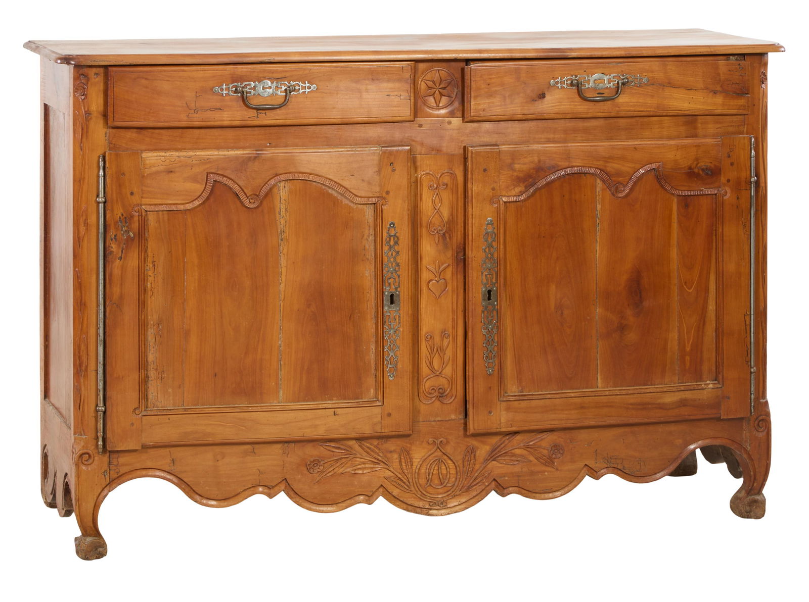 French Louis XV Style Cherry Sideboard, 19th c., H.- 41 in., W.- 63 1/2 in., D.- 20 1/2 in. (1 of 1)