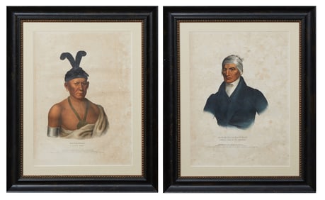 Two McKenney & Hall Indian Colored Lithographs, 1842, H.- 18 in., W.- 12 3/4 in. (2 Pcs.)
