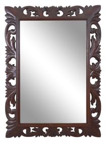 French Henri II Style Walnut Overmantel Cushion Mirror, 19th c., H.- 43 in., W.- 32 in., D.- 3 1/2