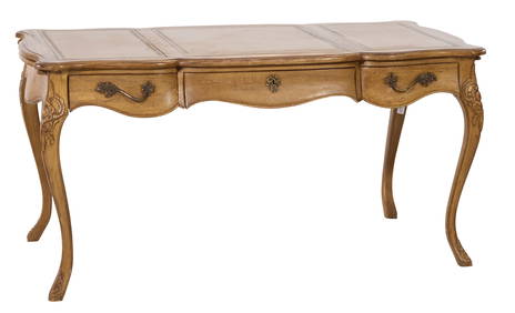 French Louis XV Style Carved Walnut Draw Leaf Writing Table, early 20th c., H.- 30 in. W.- Closed- (1 of 2)