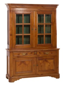 French Louis Philippe Cherry Buffet a Deux Corps, mid 19th c., H.- 75 in., W.- 52 1/2 in., D.- 16