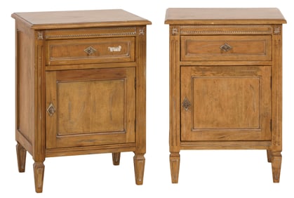 Pair of Louis XVI Inspired Beech Night Stands, 21st c., Each- H.- 30 in., W.- 22 in., D.- 18 in. (2