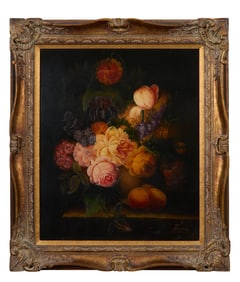Terence Alexander (British, 20th century), "Floral Still Life," H.- 24 in., W.- 20 in., Framed H.-