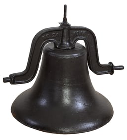 Large Iron Church Bell, 19th c., H.- 22 in., W.- 30 in., D.- 24 in.