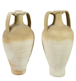 Two French Provincial Earthenware Oil Jars, 19th c., H.- 15 1/2 in., Dia.- 7 in. (2 Pcs.)