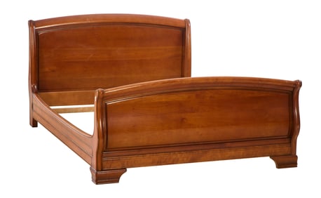 French Louis Philippe Style Cherry Sleigh Bed, 20th c., H.- 40 in., W- 55 in., L.- 70 in.