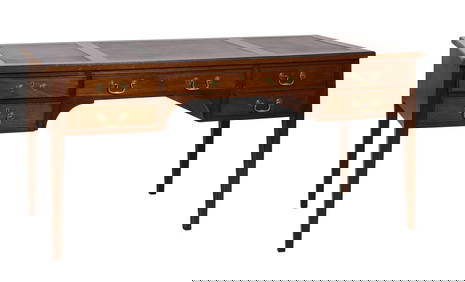 English Style Mahogany Partner's Writing Table, New Orleans, 20th c., H.- 30 1/2 in., W.- 64 in., (1 of 2)