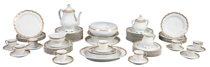 Seventy-Four Piece Set of Limoges Porcelain Dinnerware, by Salmon et Cie., 20th c., Dinner Plate-