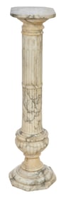 French Carved Marble Pedestal, 20th c., H.- 41 in., W.- 12 in., D.- 12 in.