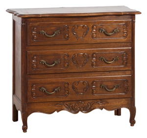 French Louis XV Style Oak Commode, 20th c., H.- 33 1/2 in., W.- 36 1/2 in., D.- 18 1/4 in. (1 of 1)