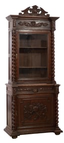 French Henri II Style Carved Oak Buffet du Corps, 19th c., H.- 99 in., W.- 41 in., D.- 22 1/2 in.