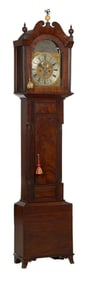 English Georgian Mahogany Tall Case Clock, Greg Raby, Falmouth, 19th c., H.- 90 1/2 in., W.- 19 in.,