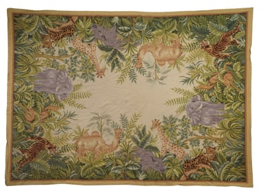 Wild Animal Tapestry, 20th c., H.- 88 in., W.- 115 in.
