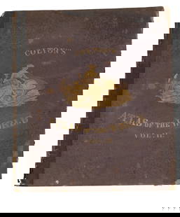 Colton's Atlas of the World, Vol. II, Baltimore, 1856, H.- 19 in., W.- 17 in., D.- 1 3/8 in.: Colton's Atlas of the World, Vol. II, Baltimore, 1856, of Europe, Asia, Africa, etc., with original gilt board covers, H.- 19 in., W.- 17 in., D.- 1 3/8 in.