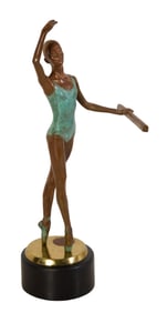 Javier Villareal (Mexico, b. 1944), "Bronze Ballerina at Barre," 1999, Figure- H.- 12 in., W.- 6 1/4