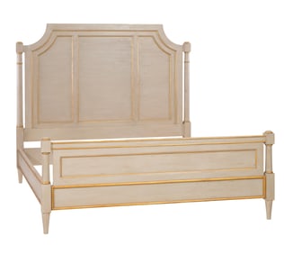 Classical Inspired Gilt Creme Peinte Kingsize Bed, 21st c., H.- 72 in., Int. W.- 77 in., Int. D.- 80