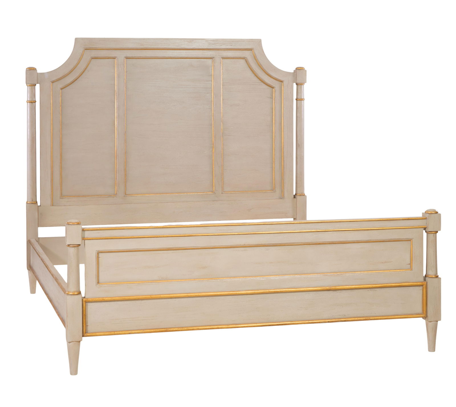 Classical Inspired Gilt Creme Peinte Kingsize Bed, 21st c., H.- 72 in., Int. W.- 77 in., Int. D.- 80 (1 of 11)