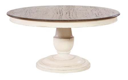 Carved Walnut Polychromed Tuscan Style Dining Table, 20th/21st c., H.- 31 in., Dia.- 60 in.