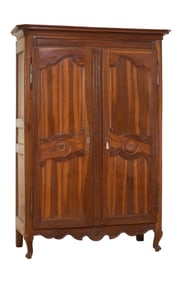 French Provincial Louis XV Style Walnut Armoire, 19th c., H.- 92 in., W.- 65 1/2 in., D.- 27 in.
