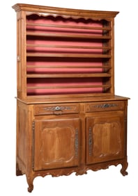 French Provincial Louis XV Style Cherry Vaisselier, 19th c., H.- 89 3/4 in., W.- 56 in., D.- 24 1/4