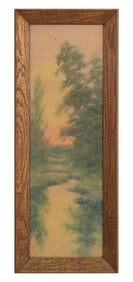 Alexander John Drysdale (American/Louisiana, 1870-1934), "Dawn on the Bayou with Towering Trees,"