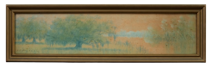 Alexander John Drysdale (American/Louisiana, 1870-1934), "Live Oaks on Bayou," Sight H.- 4 3/4 in.,
