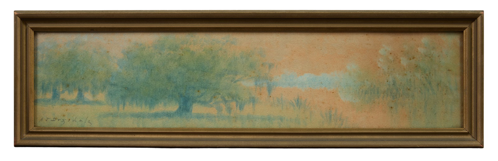 Alexander John Drysdale (American/Louisiana, 1870-1934), "Live Oaks on Bayou," Sight H.- 4 3/4 in., (1 of 4)