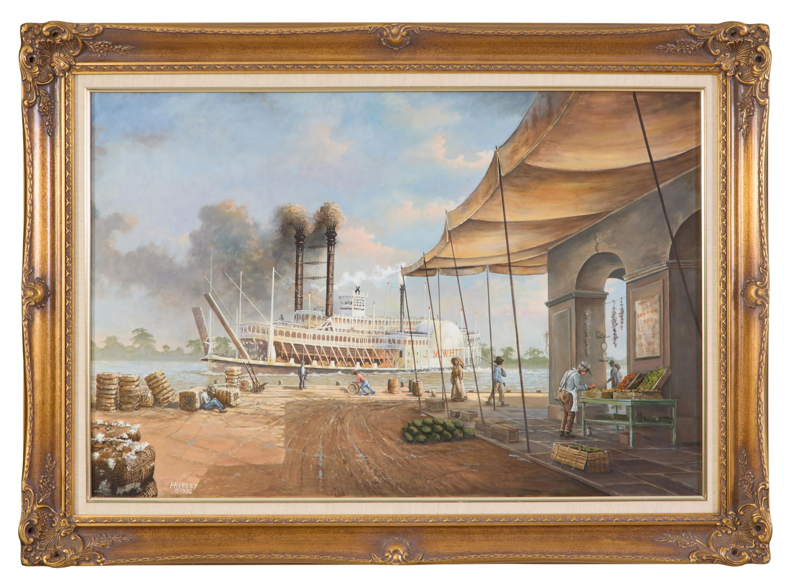 James H. Hussey (American/Louisiana, b. 1931), "The J.M. White Steamboat (1878-1888) by The French (1 of 5)