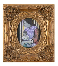 Emerson Bell (American/Louisiana, 1932-2006), "Mother and Child," Sight- H.- 9 1/4 in., W.- 6 1/4