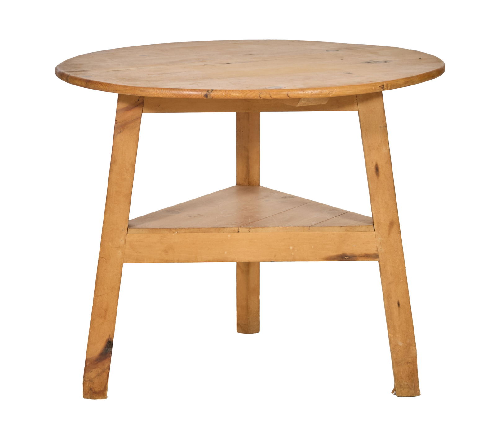 English Pine Cricket Table, 19th c., H.- 29 3/4 in., Dia.- 35 3/4 in. (1 of 9)